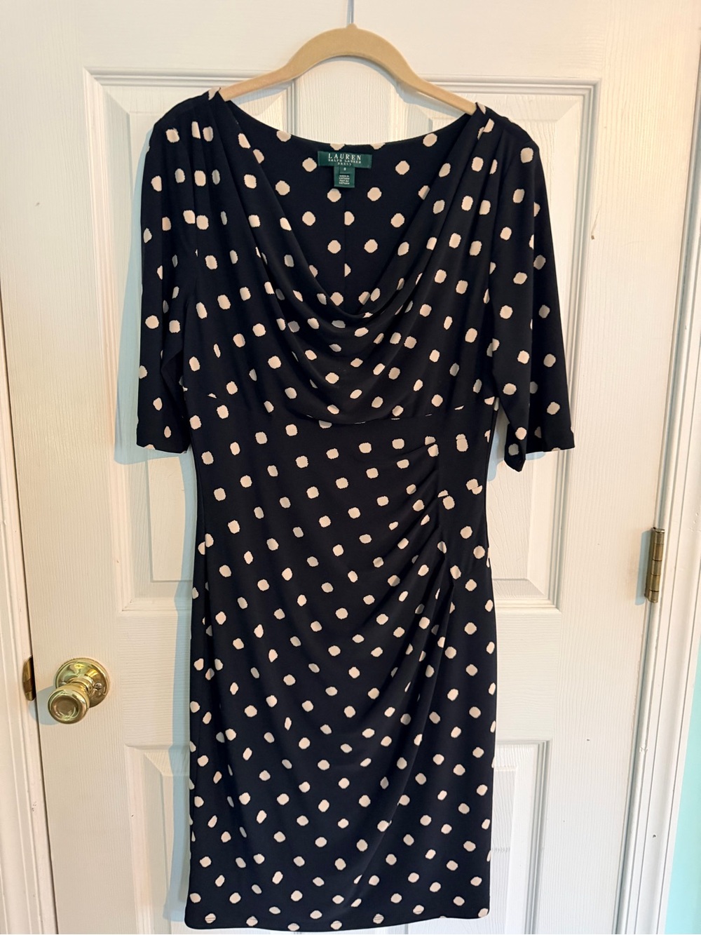 Ralph Lauren Black Dress with Cream Polka Dots
